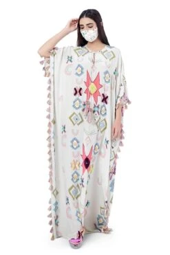 Payal Singhal Geometric Printed Kaftan With Tassels -Echo Clohting Shop ps fw738 2