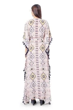 Payal Singhal Diamond Printed Embroidered Kaftan With Belt -Echo Clohting Shop ps fw785 4