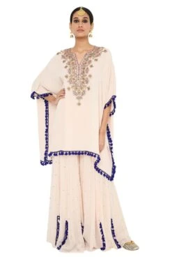Payal Singhal Chalk White Embroidered Kaftan Sharara Set