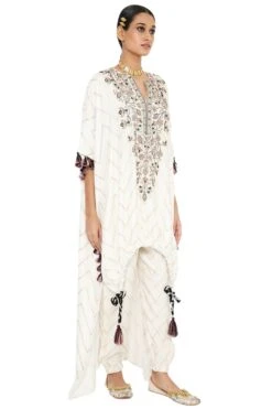 Payal Singhal Off White Embroidered Kaftan Set -Echo Clohting Shop ps kp0077 a 3