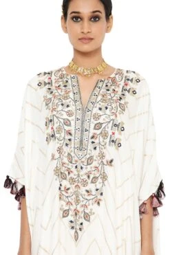 Payal Singhal Off White Embroidered Kaftan Set -Echo Clohting Shop ps kp0077 a 4