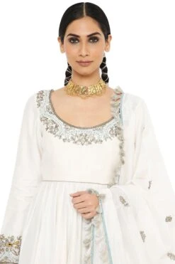 Payal Singhal Off White & Blue Silkmul Sharara Set -Echo Clohting Shop ps ks0011 a 4