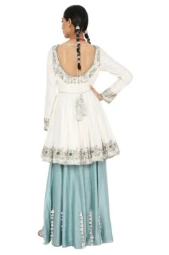 Payal Singhal Off White & Blue Silkmul Sharara Set -Echo Clohting Shop ps ks0011 a 5
