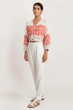 Rias Jaipur White Tape Straight Pants