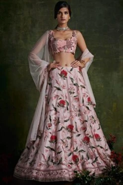 Ridhi Mehra Pale Pink Embroidered Lehenga Set