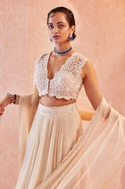 Ridhi Mehra Ivory Two Tier Lehenga Set -Echo Clohting Shop rmdl 15a 2