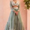 Ridhi Mehra Sea Green Embroidered Two Tier Lehenga Set