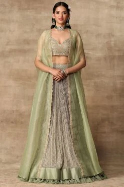 Ridhi Mehra Aria Apple Green Embroidered Lehenga Set