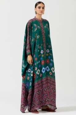 Rajdeep Ranawat Emerald Green Boxy Kaftan Tunic -Echo Clohting Shop rr 1118 3