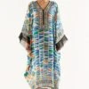 Rajdeep Ranawat Printed Midi Dress With Kaftan Sleeves