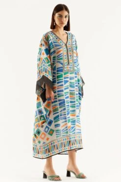 Rajdeep Ranawat Printed Midi Dress With Kaftan Sleeves -Echo Clohting Shop rr 1153 3