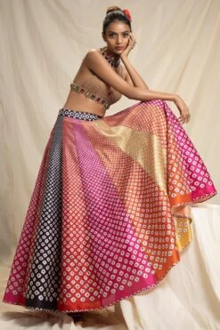 Rajdeep Ranawat Multi Colour Bandhani Printed Lehenga Set -Echo Clohting Shop rr 803 3
