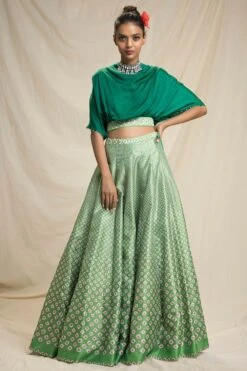 Rajdeep Ranawat Bandhni Printed Lehenga With A Draped Blouse