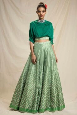 Rajdeep Ranawat Bandhni Printed Lehenga With A Draped Blouse -Echo Clohting Shop rr 842 3