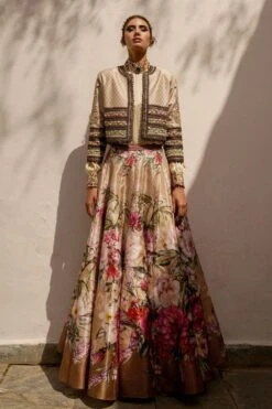 Rajdeep Ranawat Floral Lehenga Set With Embellished Jacket