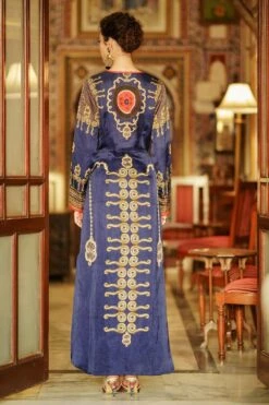Rajdeep Ranawat Navy Blue Printed Silk Palazzos -Echo Clohting Shop rr20771 3