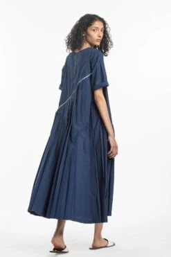 Three Navy Dress With Asymmetric Pleats -Echo Clohting Shop s21 d08 3