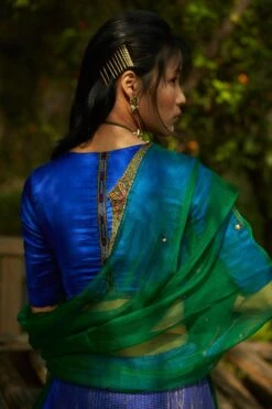 Medha Peacock Blue Panelled Lehenga Set -Echo Clohting Shop s22 l blu 5