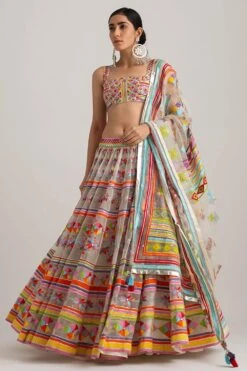 Neo Phulkari Lehenga Set With Mirrorwork