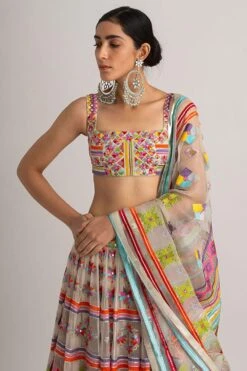 Neo Phulkari Lehenga Set With Mirrorwork -Echo Clohting Shop sa17 4