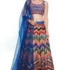 Siddhartha Bansal Blue Chevron Embroidered Lehenga Set