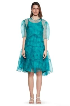 Siddhartha Bansal Turquoise Tie & Dye Organza Dress