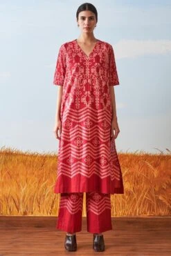 Ikai Red Drawstring Shibori Pants