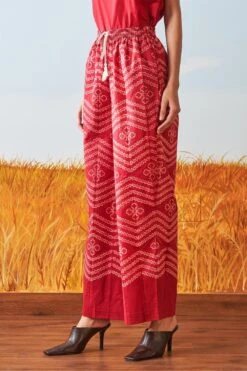 Ikai Red Drawstring Shibori Pants -Echo Clohting Shop sh pnt 2132r 3