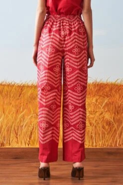 Ikai Red Drawstring Shibori Pants -Echo Clohting Shop sh pnt 2132r 4