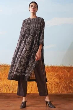 Ikai Brown Tapered Pants With Leather Side Stripes