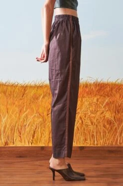 Ikai Brown Tapered Pants With Leather Side Stripes -Echo Clohting Shop sh ttp 1001br 4