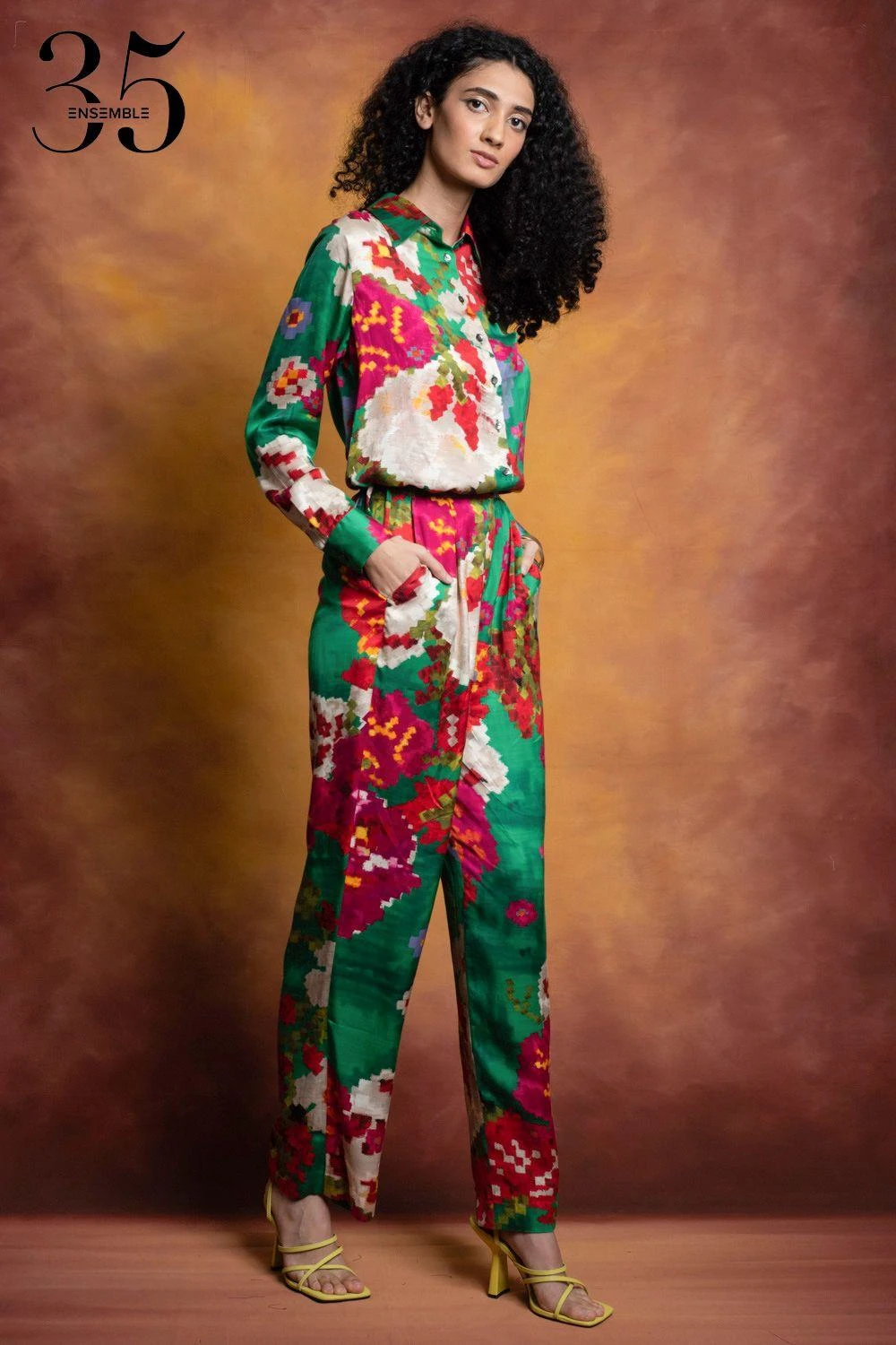 Saaksha & Kinni Green Floral Print Collared Shirt 3 Saaksha & Kinni Green Floral Print Collared Shirt - Image 3