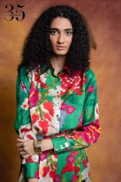 Saaksha & Kinni Green Floral Print Collared Shirt 8 Saaksha & Kinni Green Floral Print Collared Shirt -Echo Clohting Shop sk 229sk15 4