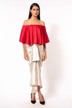 431-88 By Shweta Kapur Ivory Draped Skirt