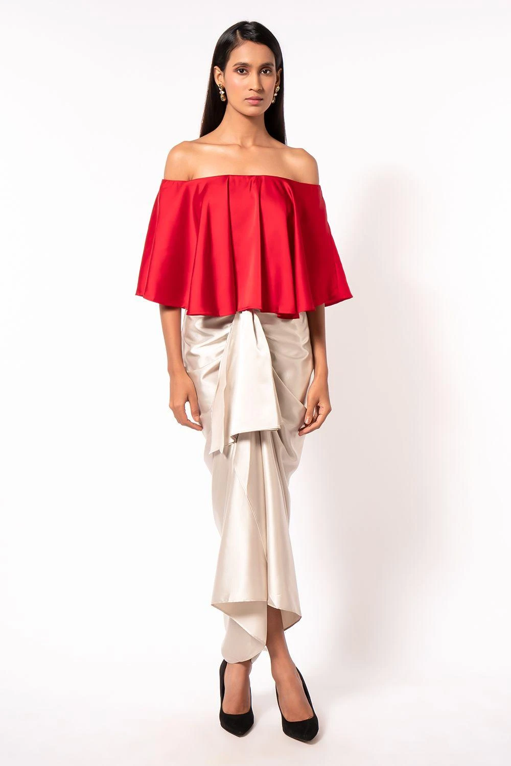 431-88 By Shweta Kapur Ivory Draped Skirt 1 431-88 By Shweta Kapur Ivory Draped Skirt