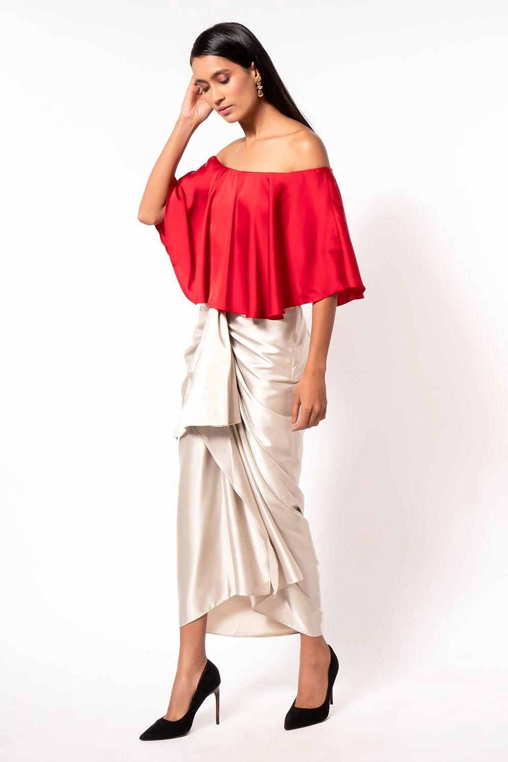 431-88 By Shweta Kapur Ivory Draped Skirt 3 431-88 By Shweta Kapur Ivory Draped Skirt - Image 3