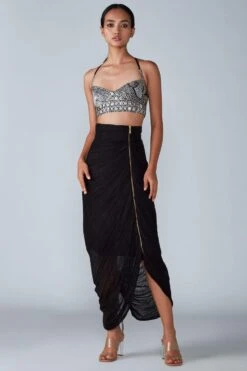 Saaksha & Kinni Black Micro Pleated Skirt