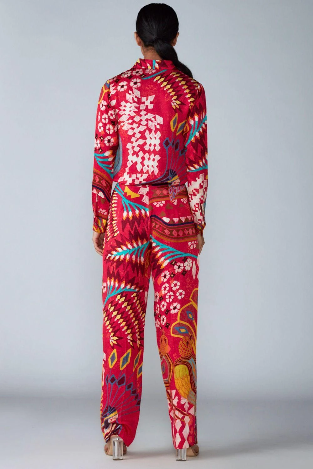 Saaksha & Kinni Pink Abstract Avian Printed Shirt 2 Saaksha & Kinni Pink Abstract Avian Printed Shirt - Image 2