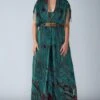 Saaksha & Kinni Green Abstract Avain Printed Kaftan