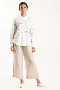 Hand Embroidered Bird Shirt With Slip