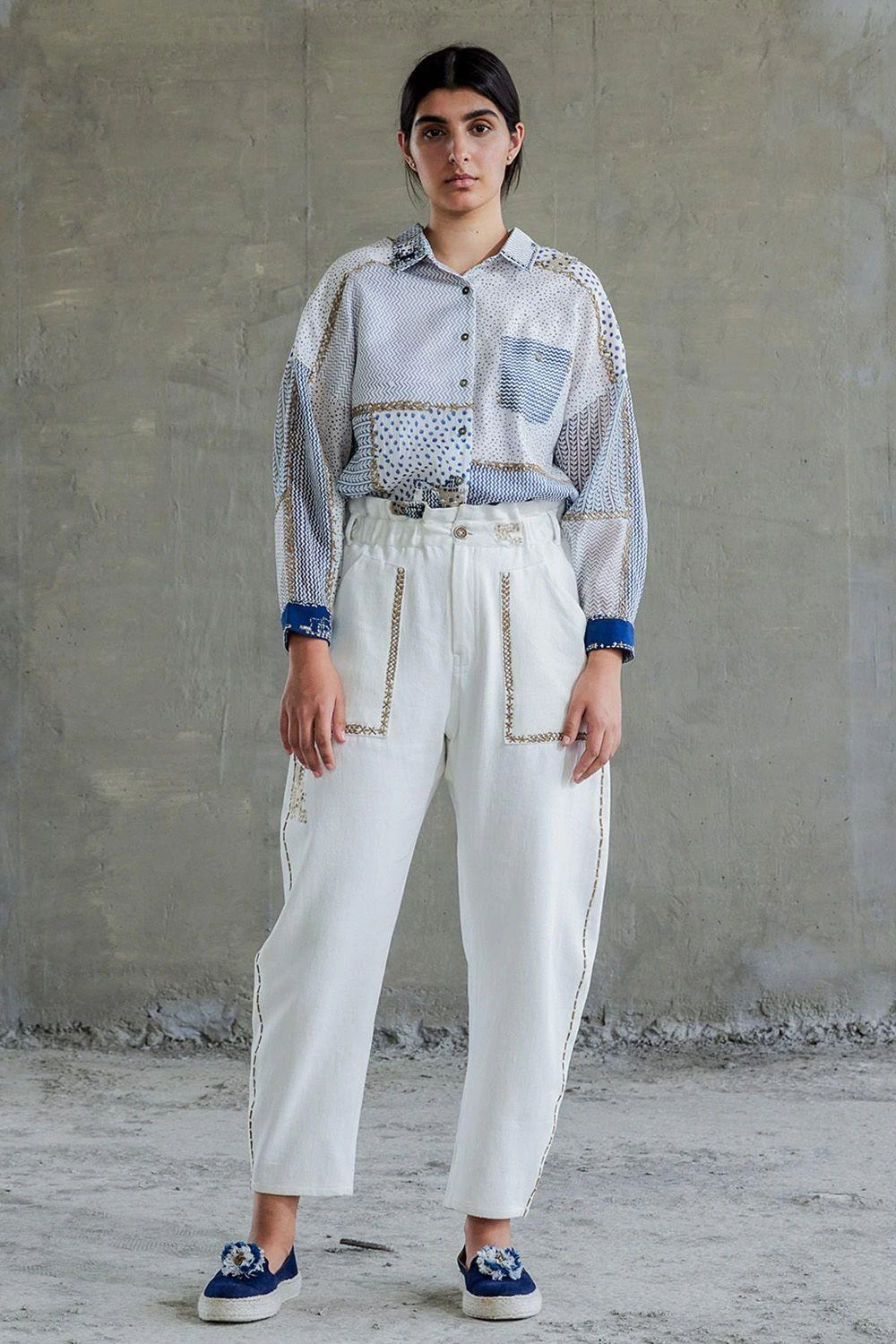 Sunira Designs Blue Hand Block Printed Chanderi Shirt 1 Sunira Designs Blue Hand Block Printed Chanderi Shirt