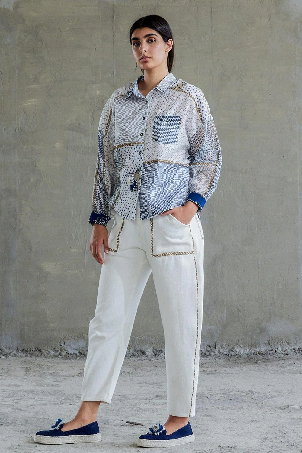 Sunira Designs Blue Hand Block Printed Chanderi Shirt 2 Sunira Designs Blue Hand Block Printed Chanderi Shirt - Image 2