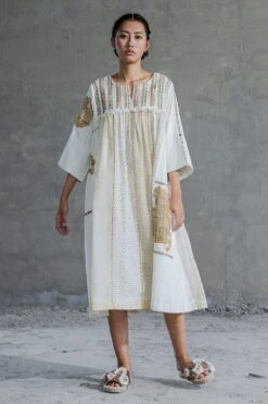 Sunira Designs Yellow Short Yoke Dress