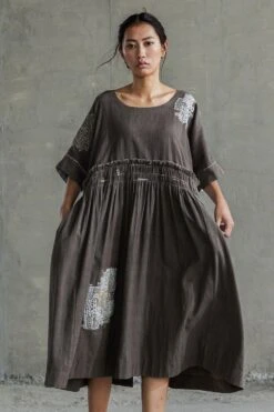 Sunira Designs Brown Hand Spun Cotton Dress