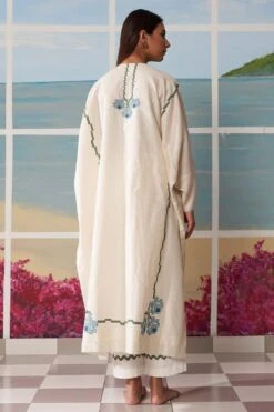 Ikai Ivory Kaftan With Applique Details -Echo Clohting Shop tmk3106 3
