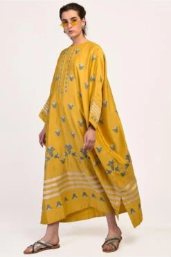 Ikai Corn Yellow Applique Kaftan