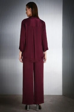 Rohit Gandhi + Rahul Khanna Maroon Top With Embellished Collar -Echo Clohting Shop tp25011 4