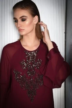 Rohit Gandhi + Rahul Khanna Burgundy Top With Bead Embroidery 6 Rohit Gandhi + Rahul Khanna Burgundy Top With Bead Embroidery -Echo Clohting Shop tp35038 3