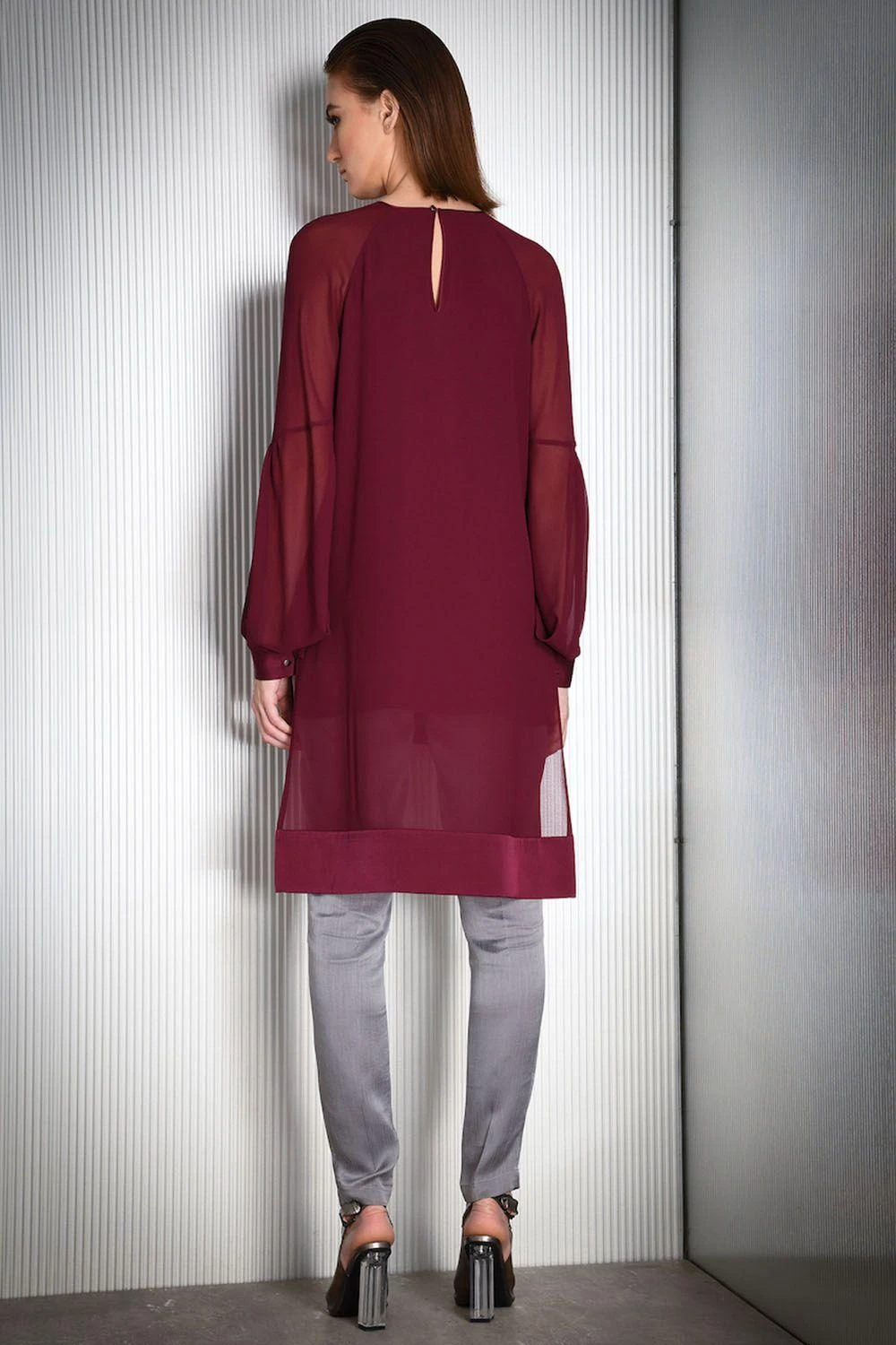 Rohit Gandhi + Rahul Khanna Burgundy Top With Bead Embroidery 4 Rohit Gandhi + Rahul Khanna Burgundy Top With Bead Embroidery - Image 4