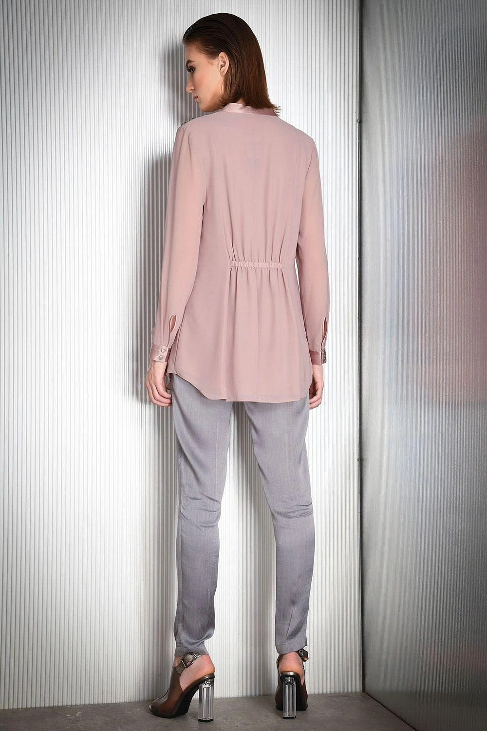 Rohit Gandhi + Rahul Khanna Rose Crystal Embroidered Top With Satin Lapel 4 Rohit Gandhi + Rahul Khanna Rose Crystal Embroidered Top With Satin Lapel - Image 4